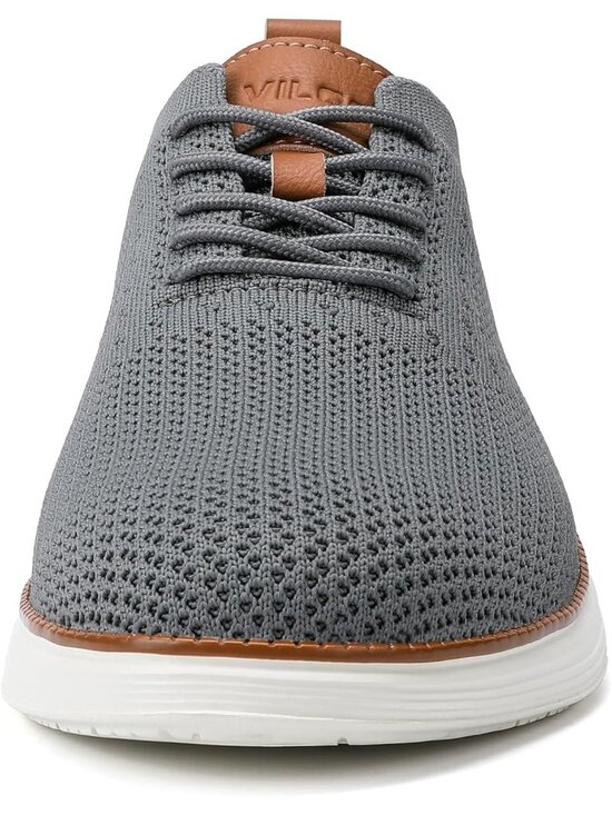 Men\'s Grey Casual Dress Sneakers Lace-Up Mesh Breathable Walking Shoes Tennis